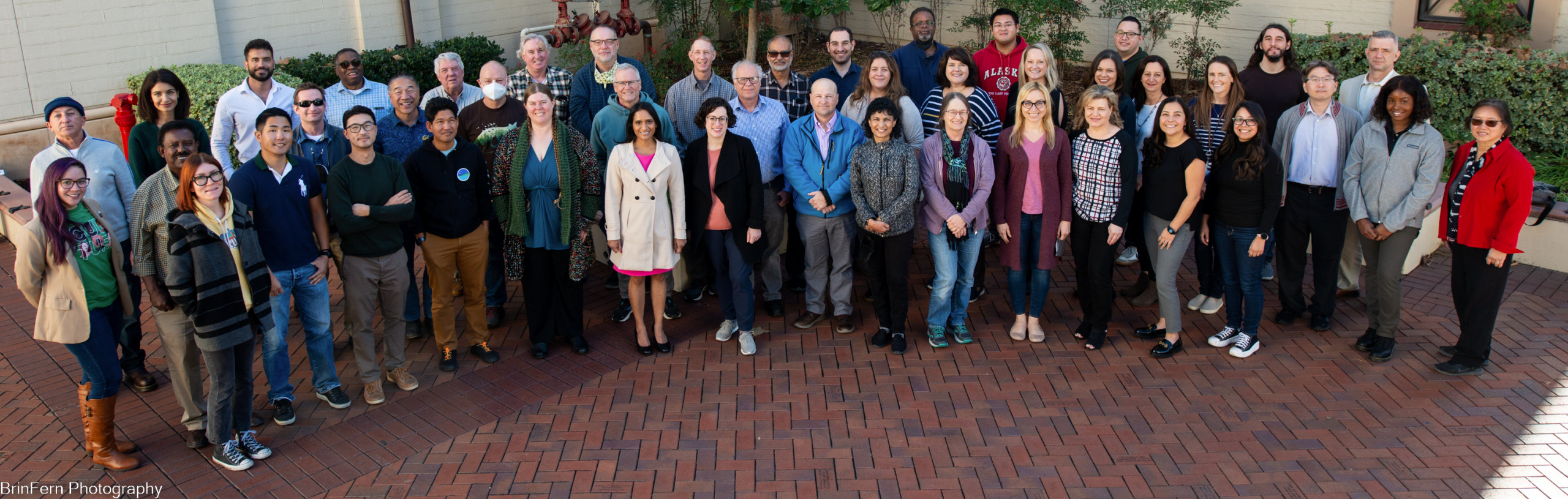 Division of Natural Sciences staff and faculty. Group shot outside 400 building at FC.